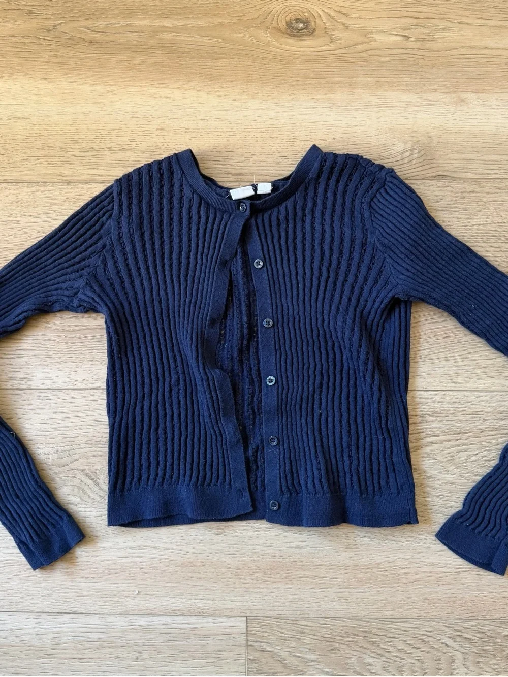 GAP Navy Ribbed Button-Up Kids Cardigan
